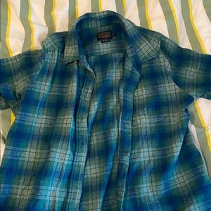 Pendleton Teal and White Plaid Shirt